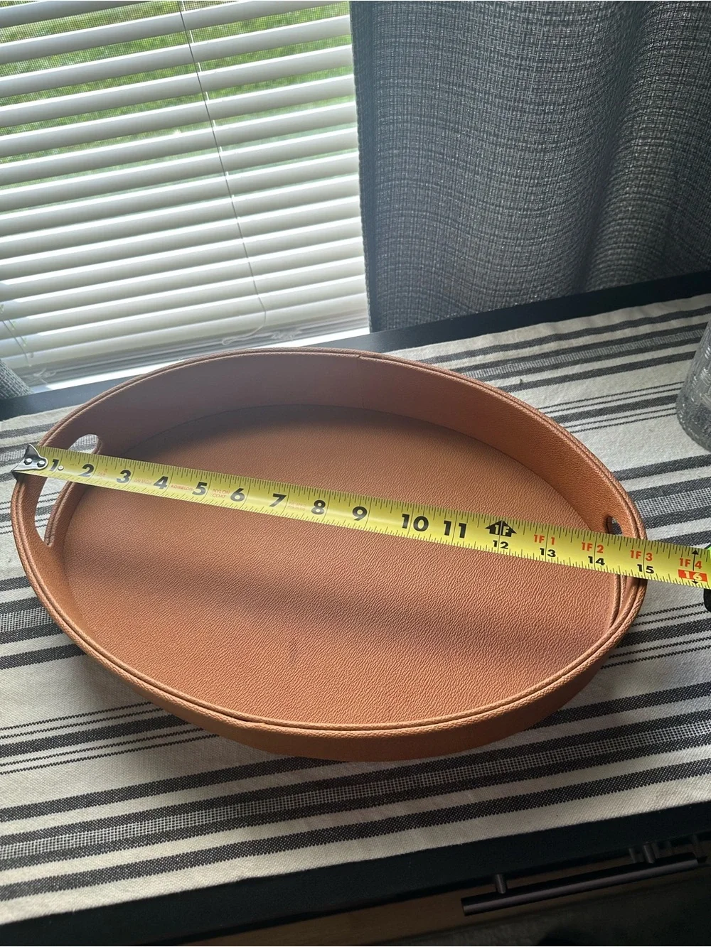 Faux Leather Oval Serving Tray - Brown